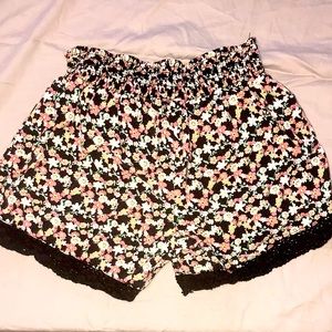 Black Floral Justice Shorts
